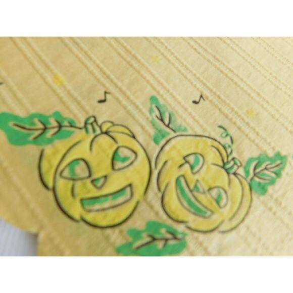 Vintage Halloween Crepe Paper Napkin Black Cats Pumpkins SET OF 3 - Picture 2 of 7